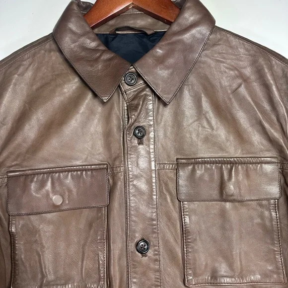 Massimo Dutti Genuine Leather Jacket Nappa Tailored Euro Moto Slim Fit - Picture 3 of 16